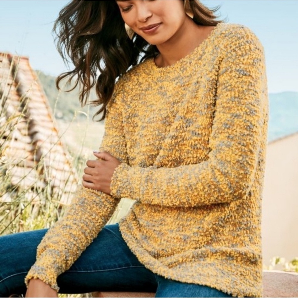 Soft Surroundings Yellow-Multi Cozy Crewneck Sweater